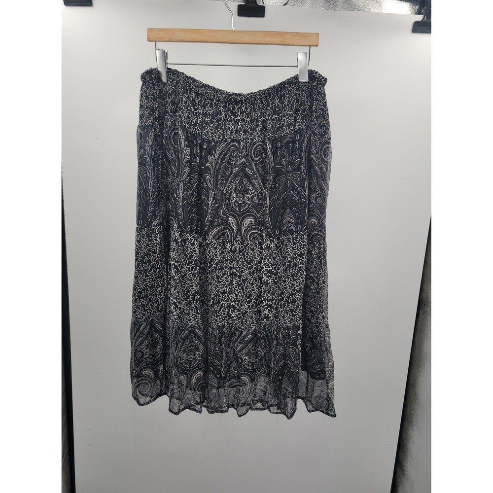 Avenue Silk Tiered Midi Skirt Sz 18/20 Boho Fairy Grunge Bohemian